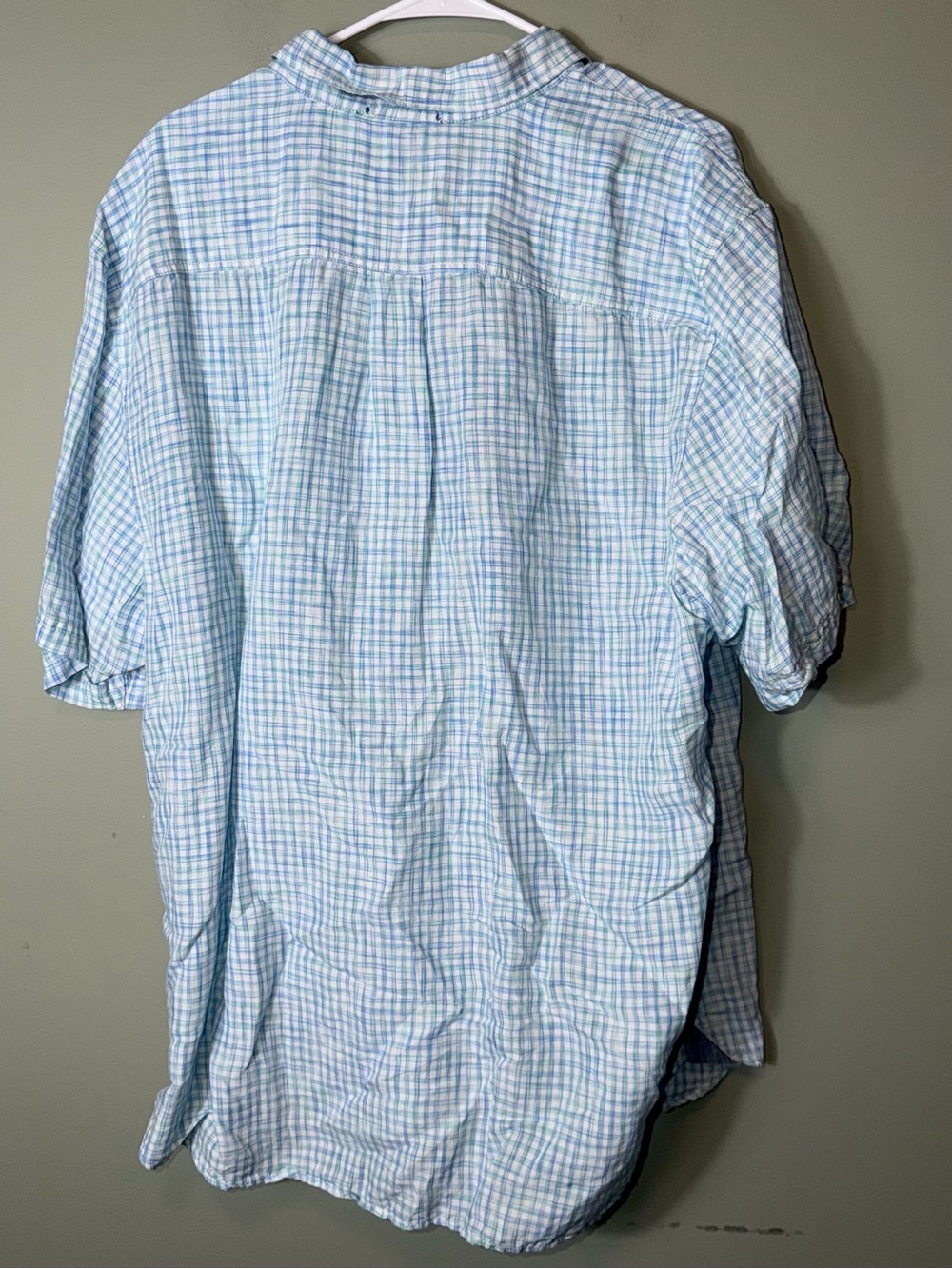 Tommy Bahama Men’s Linen Blend LBlue Plaid Short-Sleeve Button-Up Shirt XXL - Picture 6 of 6